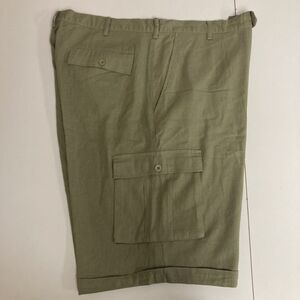 Trust Men Linen Rayon Blend Cargo Shorts 37‎ Olive Green 12' Inseam (Tag 40)